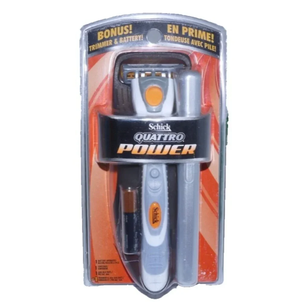 Vintage SCHICK Quattro Power with trimmer 2006 battery new, package damaged